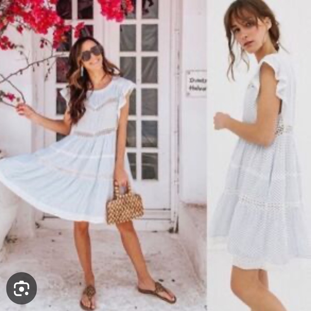 FREE PEOPLE “RETRO KITTY” DRESS FEMININE & FLIRTY COTTON/ LACE DETAIL & POCKETS!